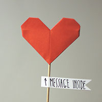 paper heart with message