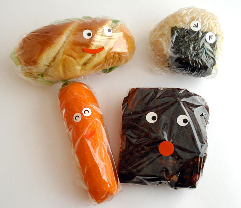 Lunch items with faces