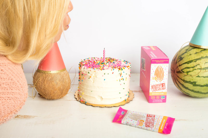 birthday-cake protein bar candle